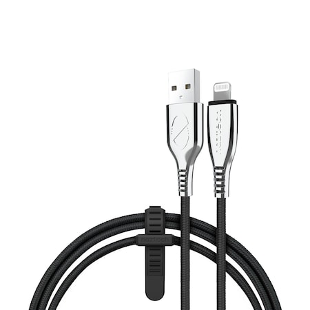 Naztech 6-Ft. Titanium USB to MFi Lightning Braided Cable Black 15495